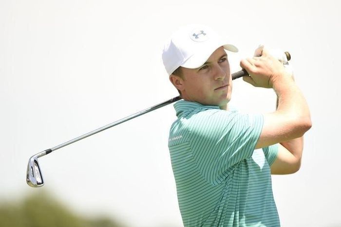 Jordan Spieth hits his tee shot on the 14th hole during the practice rounds on Monday of the 2016 U.S. Open golf tournament at Oakmont CC.