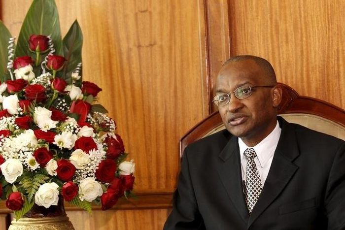 Kenya Central Bank Governor Patrick Njoroge speaks during an interview with Reuters in his office in the capital Nairobi, December 8, 2015.