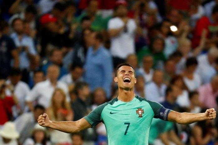 Football Soccer - Portugal v Wales - EURO 2016 - Semi Final - Stade de Lyon, Lyon, France - 6/7/16 Portugal's Cristiano Ronaldo celebrates at the end of the match REUTERS/Kai Pfaffenbach   Livepic