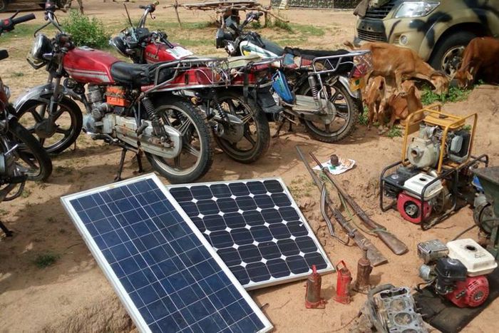 Some items recovered from the Boko Haram terrorists in Yajiwa
