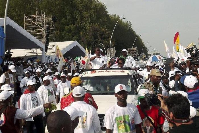 Congo Republic President Denis Sassou Nguesso attends the closing rally of his electoral campaign ahead of Sunday's presidential election, in Brazzaville March 18, 2016. Picture taken March 18. REUTERS/Roch Bouka