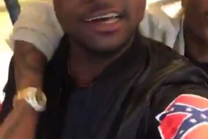 Davido shows off his Yeezus with the Confiderate flag