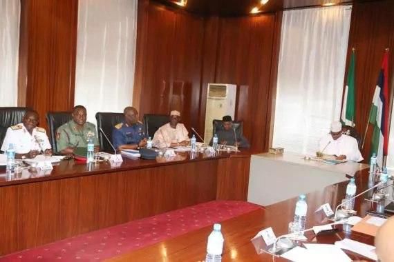 President Buhari meeting with security chiefs at the Presidential Villa, Abuja.