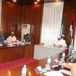 President Buhari meeting with security chiefs at the Presidential Villa, Abuja.