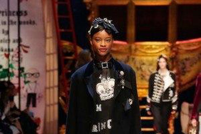 Mayowa Nicholas walked for Dolce & Gabbana's Fall/Winter 2016-2017 fashion show
