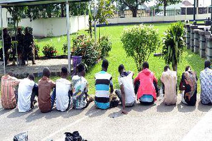 Suspected kidnappers on parade.