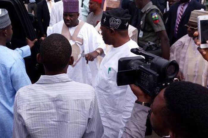 Ali Modu Sheriff addressing journalist at the PDP national secretariat
