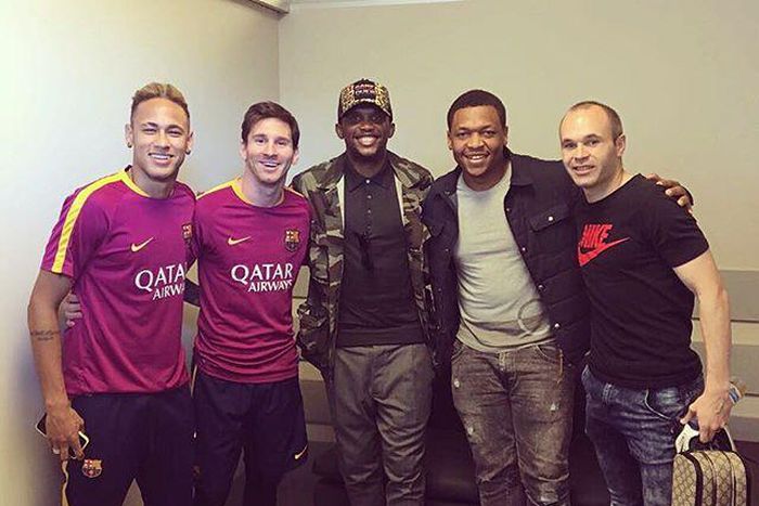Neymar, Lionel Messi, Samuel Eto'o and Andres Iniesta