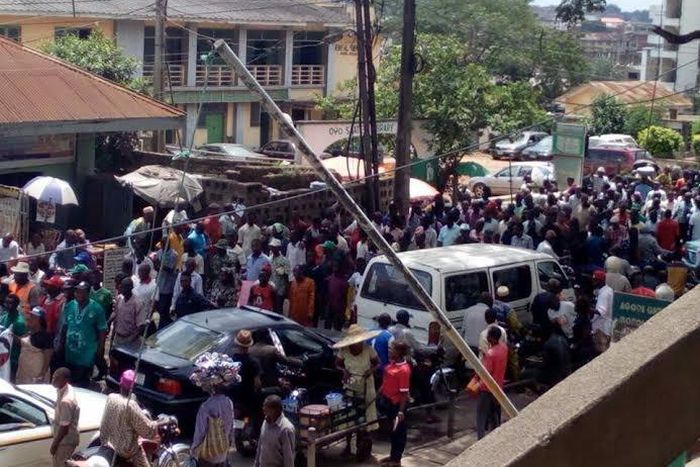 NLC protest over fuel price hike in Ibadan, Oyo State on May 18, 2016.
