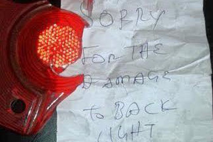 The apology note and the money for the repairs