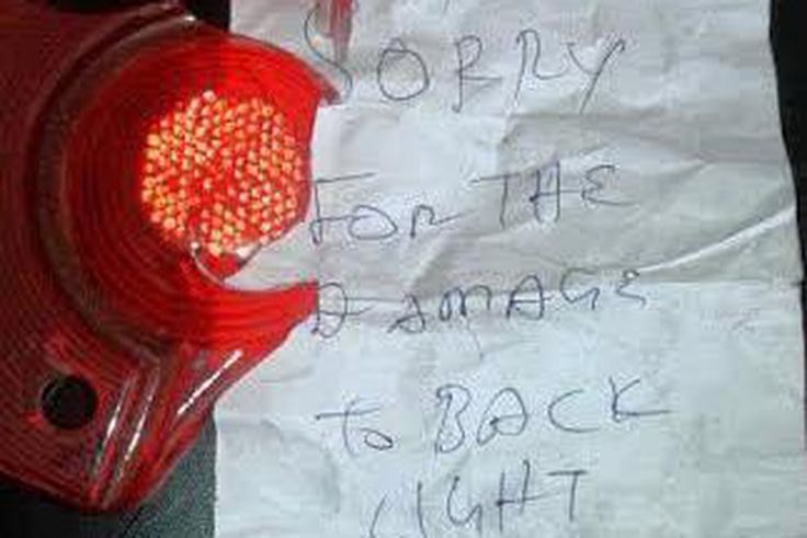 The apology note and the money for the repairs