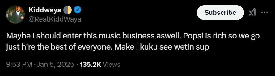 My Dad is rich, I might just enter the music business - Kiddwaya