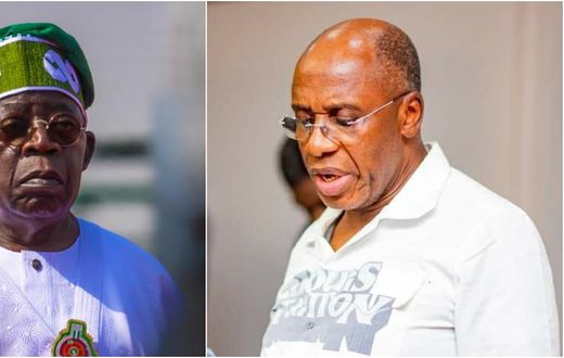 L-R: Bola Tinubu and former Rivers State Governor, Rotimi Amaechi. [Facebook]