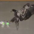 An eagle tackling a drone