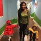 Mercy Johnson taking her kids to school.