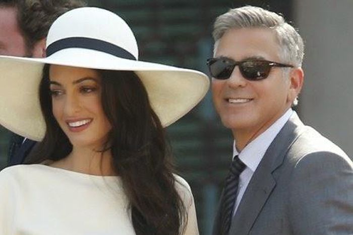 Amal and George Clooney in Venice for their civil ceremony.