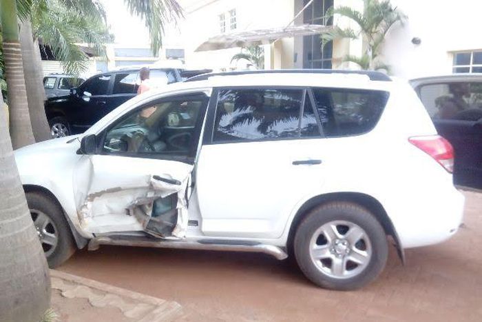 Shan George's bashed car