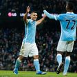 Sergio Aguero and Kelechi Iheanancho celebrates a goal for Manchester City against Crystal Palace on Saturday, January 16