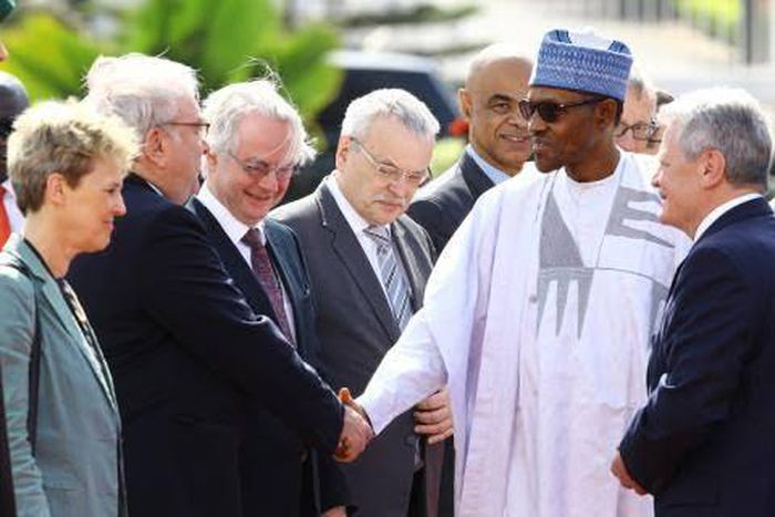 President Muhammadu Buhari receives the President of Germany, Joachim Gauck at the Presidential Villa in Abuja on February 11, 2016,