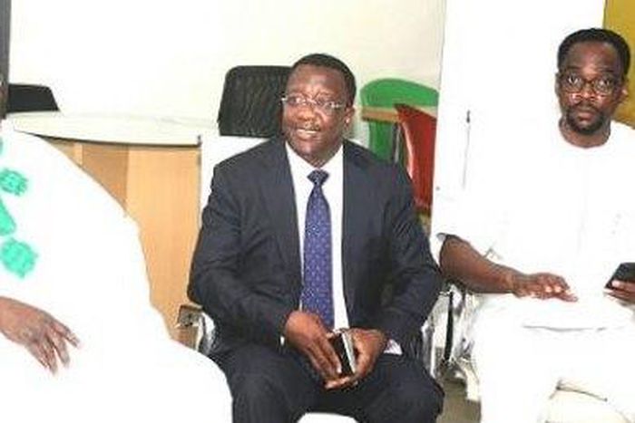 Adebayo Shittu, minister of Communications; Jide Odekunle, director general, Lagos State Infrastructure Maintenance and Regulatory Agency (LASIMRA), and Afolabi Imoukhuede, SSA to the President on Job Creation/Youth Employment, during the visit of Mini...