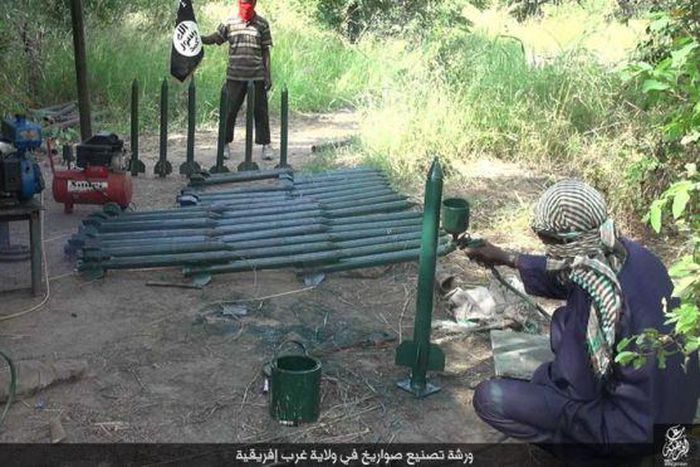 Photo showing a rocket and bomb making factory supposedly owned by Boko Haram