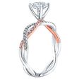 18k white and rose gold pavé solitaire ring by Natalie K