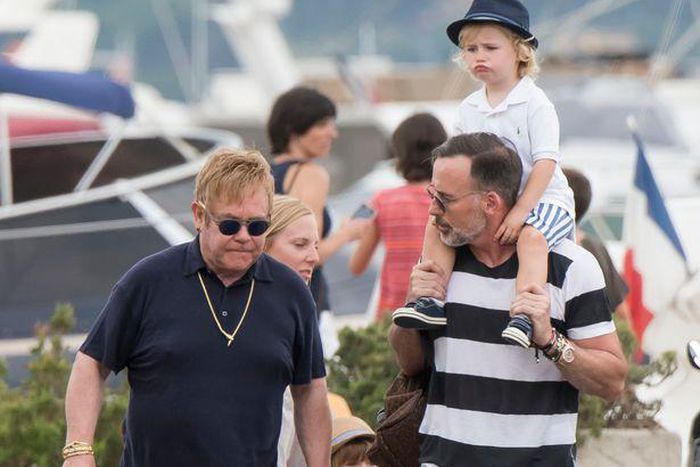 Elton John and husband, David Furnish out with their sons, Zachary, 5, and Elijah, 3