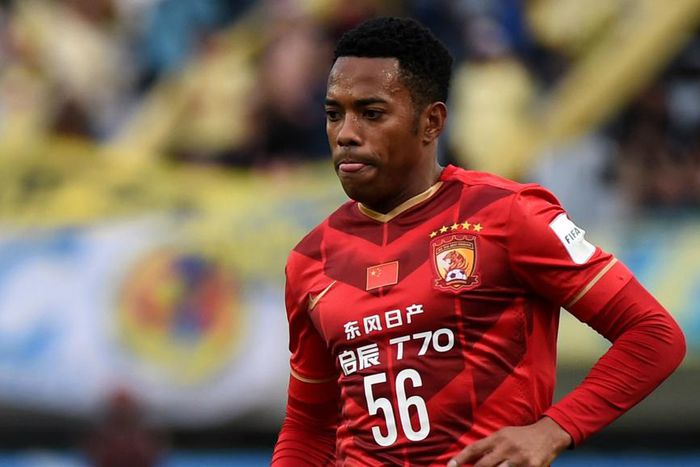Robinho in action for Guangzhou Evergrande