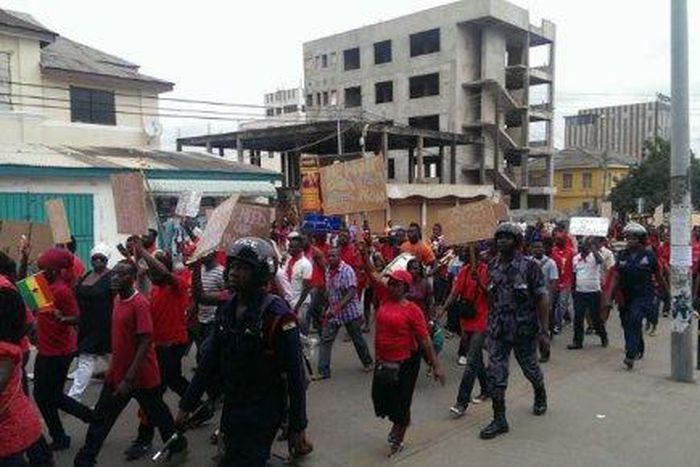 Ghana workers demonstrate against high utility tariffs, fuel price hikes