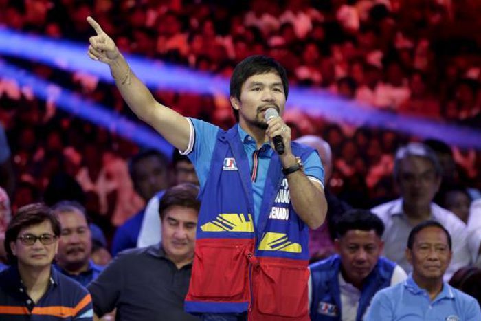 Philippine boxer and poll candidate Pacquiao says TV bout cover not a low blow