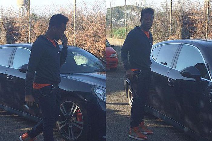Ogenyi Onazi poses with his Porsche Panamera