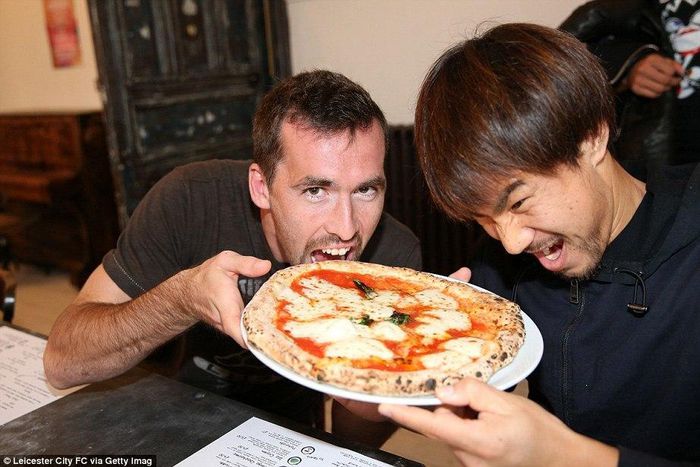 Christian Fuchs (left) and Shinji Okazaki