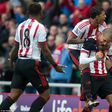 Sunderland players celebrate a goal against Manchester United on Saturday, February, 13, 2016