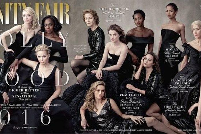 Jane Fonda, Cate Blanchett, Viola Davis, Jennifer Lawrence, Lupita Nyong’o, Charlotte Rampling, Brie Larson, Rachel Weisz, Alicia Vikander, Gugu Mbatha-Raw, Helen Mirren, Saoirse Ronan and Diane Keaton for Vanity Fair Magazine's 2016 Hollywood issue.