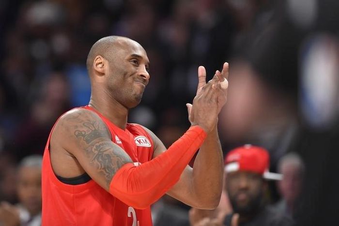 Western Conference forward Kobe Bryant of the Los Angeles Lakers (24) reacts as he leaves the court for his last All Star game during the NBA All Star Game at Air Canada Centre. Mandatory Credit: Bob Donnan-USA TODAY Sports