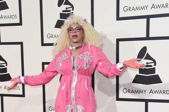 Dencia at the 2016 Grammys in a Hello Kitty pyjama outfit