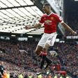 Marcus Rashford celebrates after scoring against Arsenal for Manchester United on Sunday, February, 28