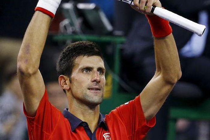 Novak Djokovic of Serbia celebrates after beating Andy Murray of Britain in their men's singles semi-final match at the Shanghai Masters tennis tournament in Shanghai, China, October 17, 2015. REUTERS/Damir Sagolj