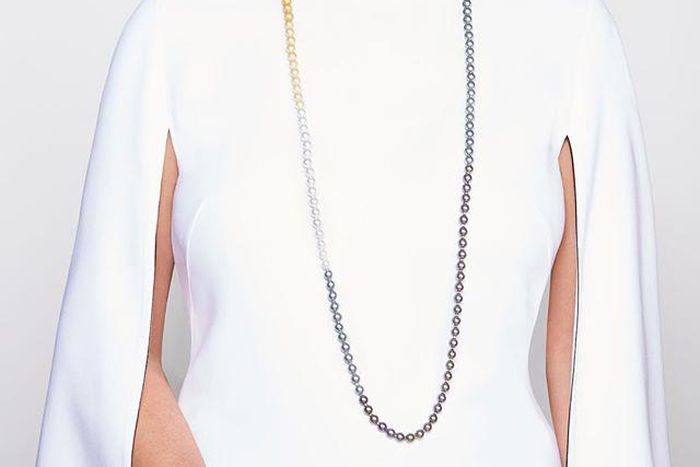 Kris Jenner announces her jewelry brand with a photo of her wearing this multi toned Maroca Pearl necklace from the limited edtion collection