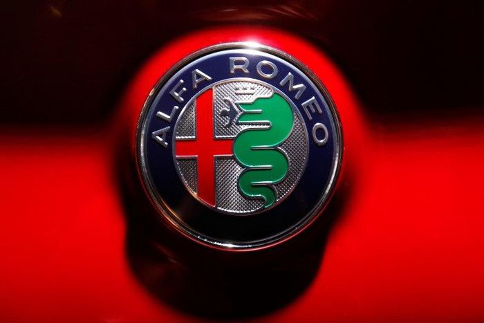 The Alfa Romeo log is pictured during the Los Angeles Auto Show in Los Angeles, California November 18, 2015. REUTERS/Mike Blake