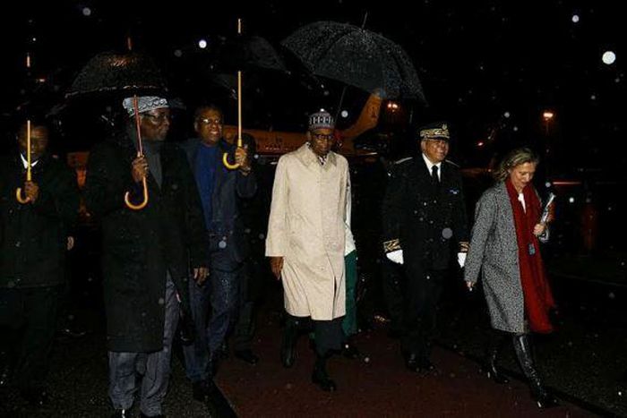 President Muhammadu Buhari arrives in France on February 2, 2016