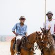 Adeyemo Alakija and Neku Atawodi testing Africa Beach Polo field at Play at Bamboo Arena