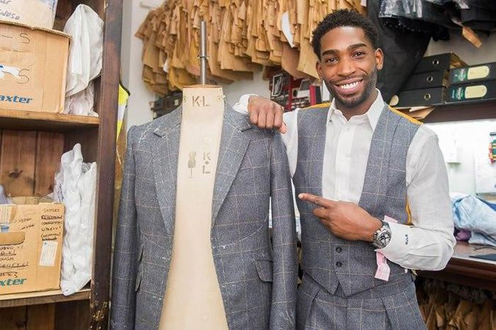 Tinie Tempah wearing tweed