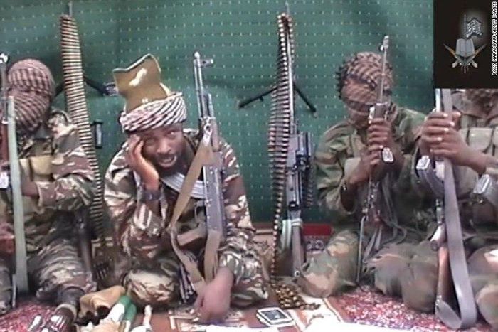 Boko Haram leader, Abubakar Shekau with some of his fighters