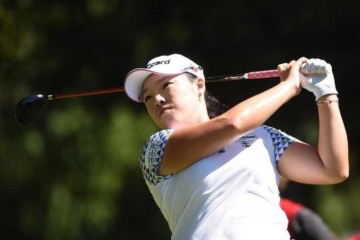 Aug 22, 2015; Coquitlam, British Columbia, CAN; Ha Na Jang drives from the second hole during the third round at Vancouver Golf Club. Mandatory Credit: Anne-Marie Sorvin-USA TODAY Sports