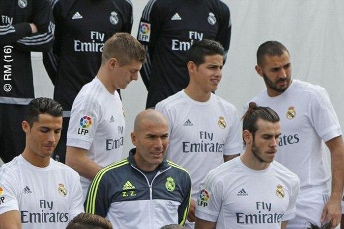 Cristiano Ronaldo flicks Sergio  Ramos' ear during a photoshoot