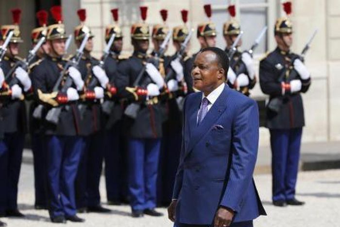 Congo"s Republic President Denis Sassou-Nguesso arrives for a meeting at the Elysee Palace in Paris, France, July 7, 2015.