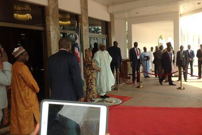 President Muhammadu Buhari meets with Liberian counterpart, Ellen Johnson Sirleaf in Abuja on February 16, 2016