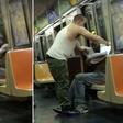 Man clothes shivering old black man on New York Subway