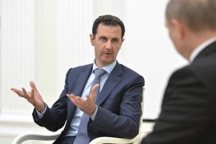 Syrian President Bashar al-Assad speaks during a meeting with Russian President Vladimir Putin at the Kremlin in Moscow, Russia, October 20, 2015.